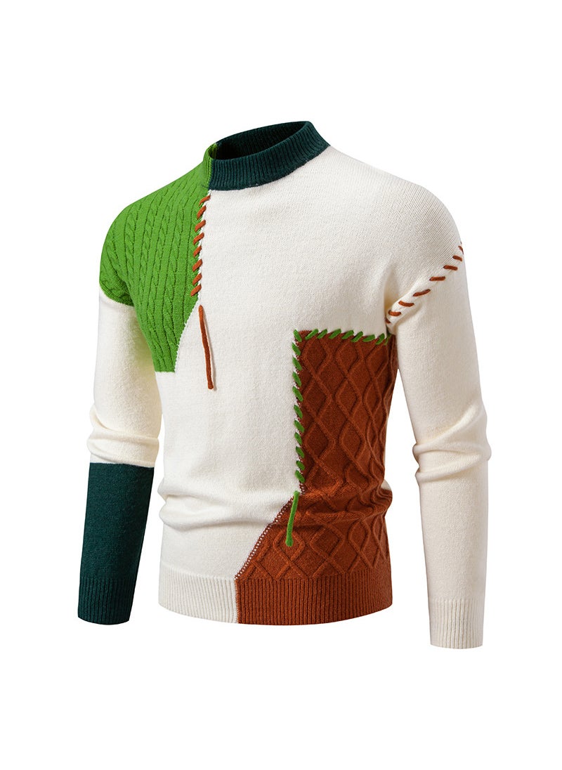 Generic - Loose Fit Mens Long Sleeve round Neck Knitwear Casual Autumn Winter Sweater Comfortable Base Layer Pullover Hong Kong Style Blue - Image 1