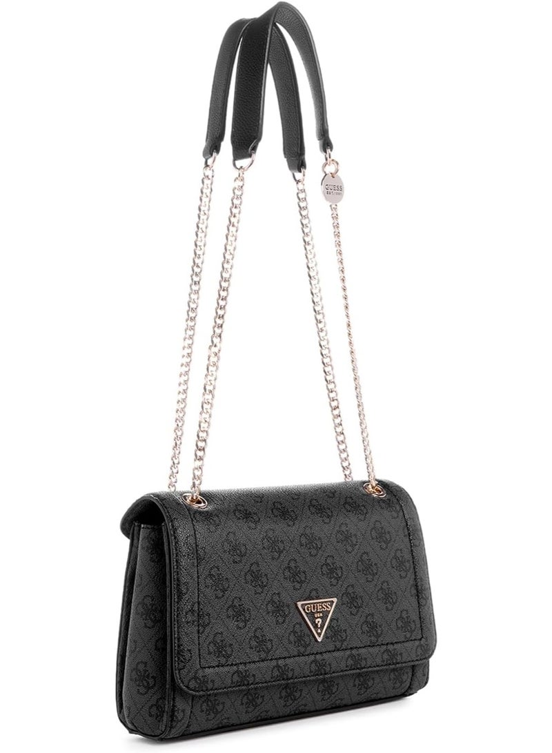 GUESS Noelle Convertible Crossbody Flap Bag – Black Logo Satchel Handbag for Women - Image 2