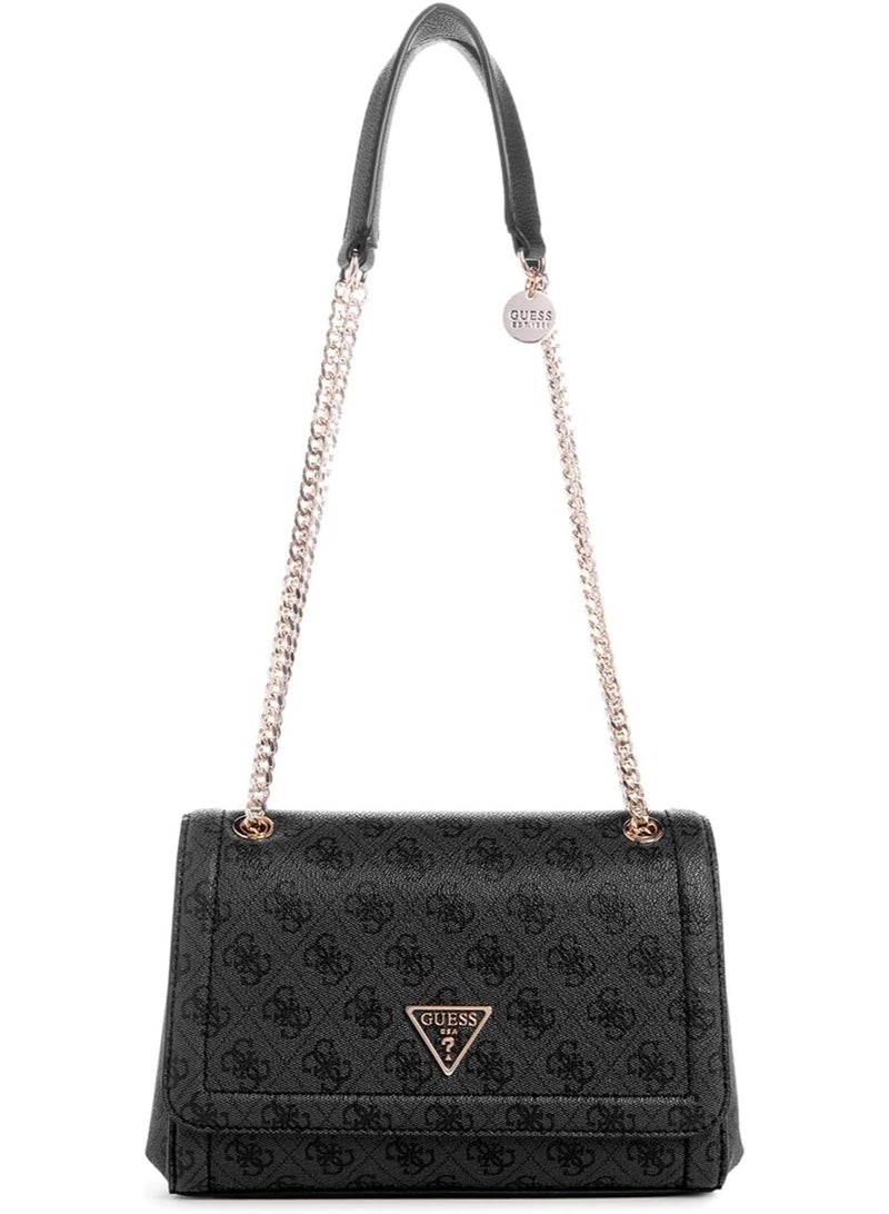 GUESS Noelle Convertible Crossbody Flap Bag – Black Logo Satchel Handbag for Women - Image 1