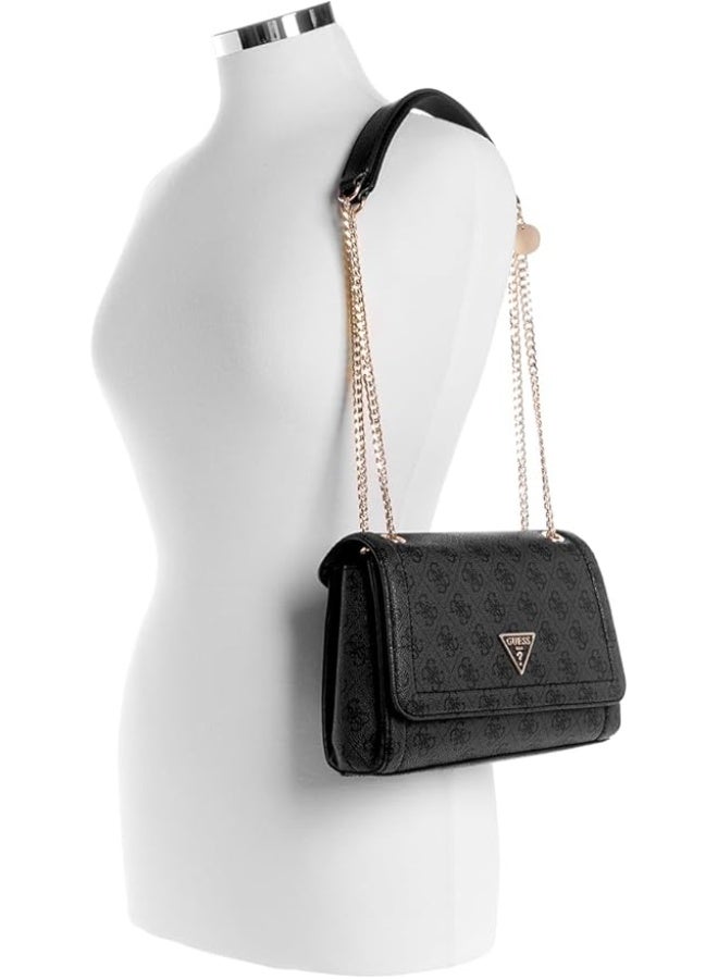 GUESS Noelle Convertible Crossbody Flap Bag – Black Logo Satchel Handbag for Women - Image 5