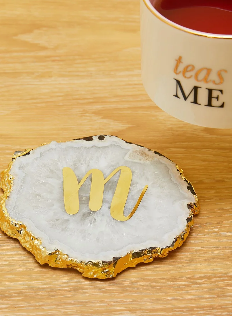 Anthropologie Home Initial M Mono Agate Coaster