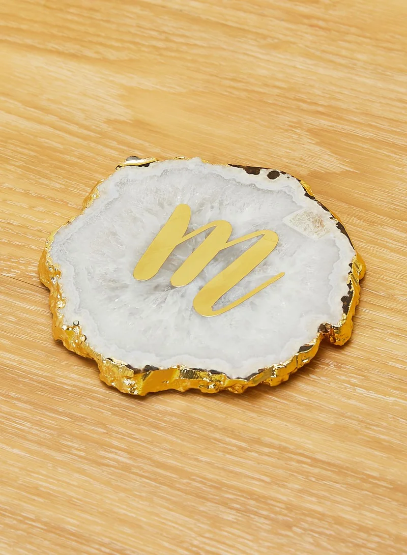 Anthropologie Home Initial M Mono Agate Coaster