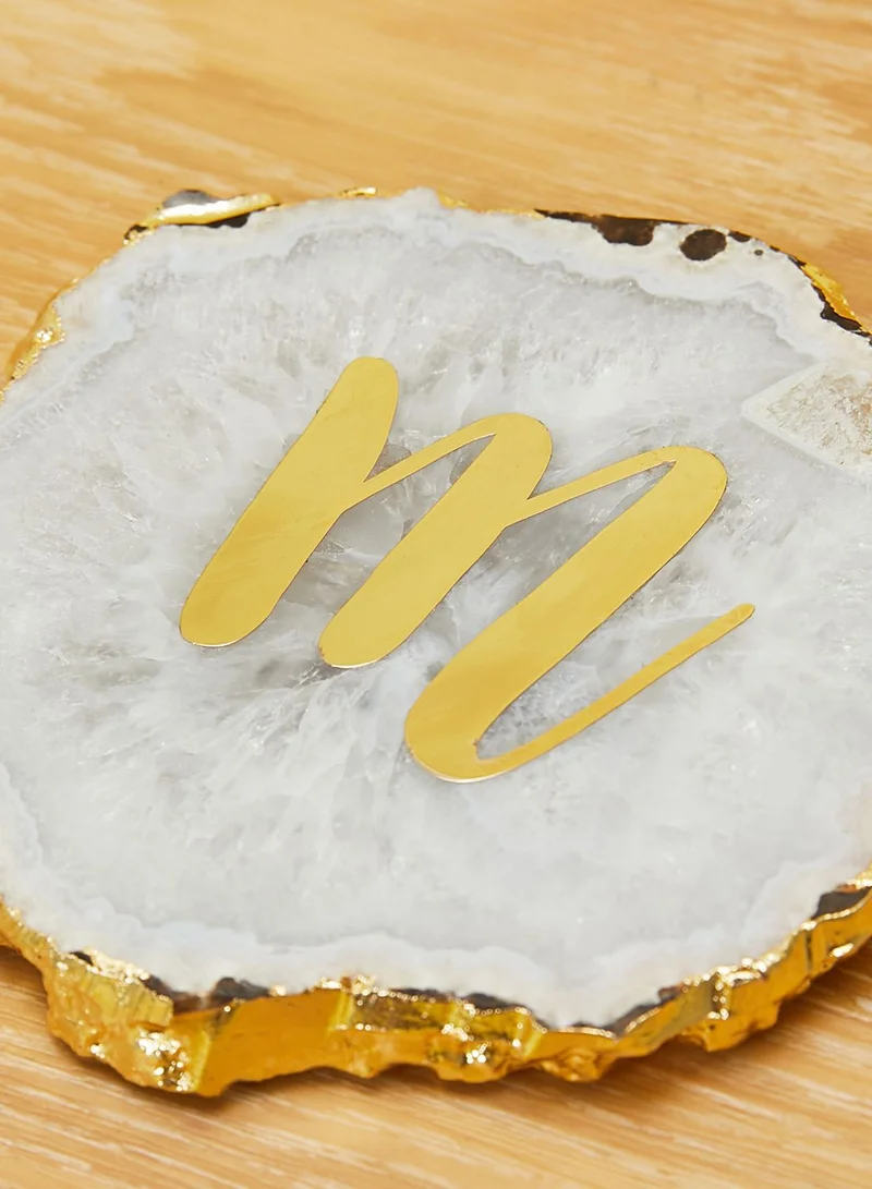 Anthropologie Home Initial M Mono Agate Coaster
