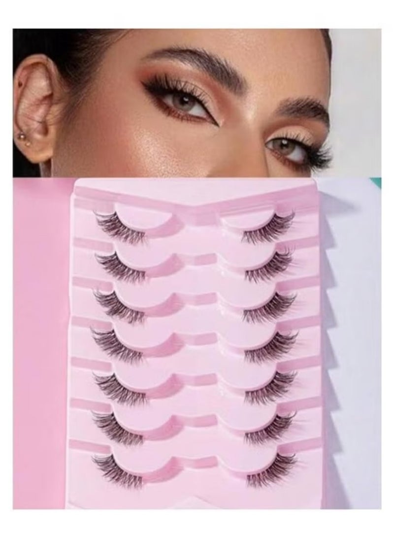 7 Pairs Half Eye False Eyelashes with Glue Natural to Dramatic Reusable Fake Lashes for Beauty Makeup Extension - Image 1