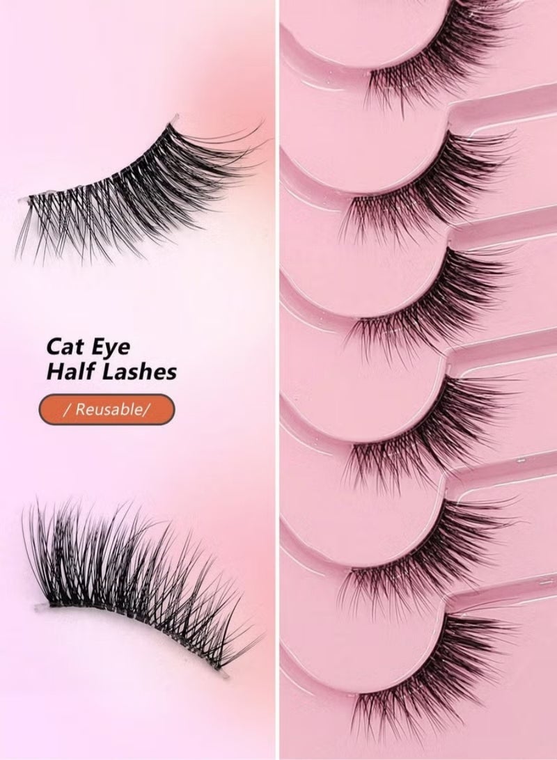 7 Pairs Half Eye False Eyelashes with Glue Natural to Dramatic Reusable Fake Lashes for Beauty Makeup Extension - Image 3