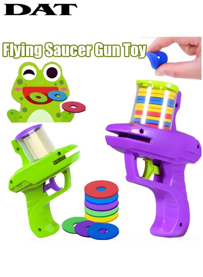DAT Flying Saucer Disc Shooter Toy with 15 Soft Foam Discs, Easy Load & Trigger Launch, Indoor/Outdoor Game for Kids - Image 1