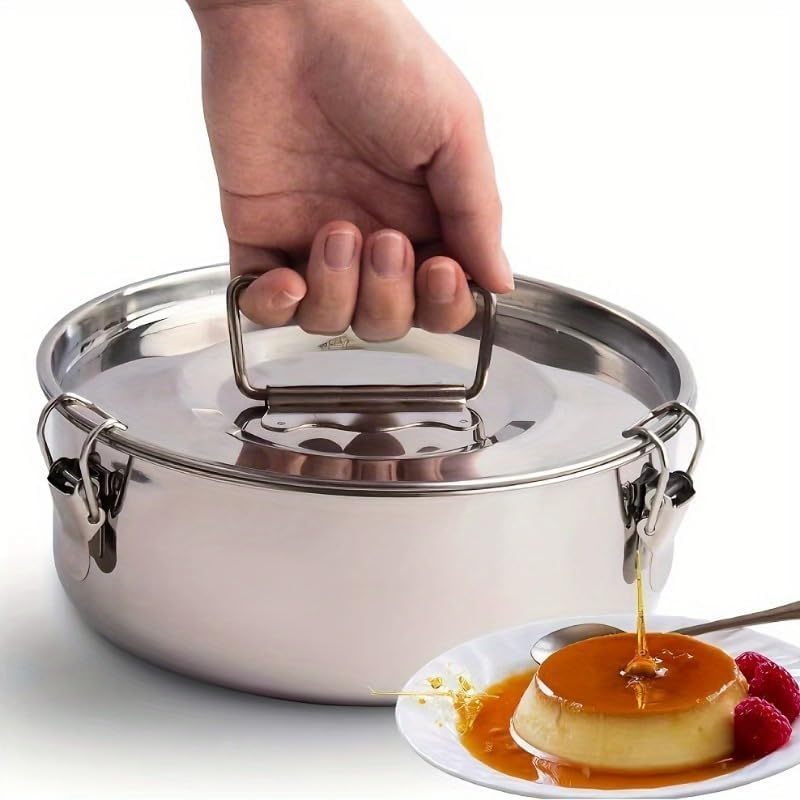BSDLZCH Stainless Steel Flan Mold, 63 Oz Flanera Baking Pan for Instant Pot 3 6 8 QT Flan Mold with Lid Silver Flanera Mold for Baking Oven Safe - Image 1