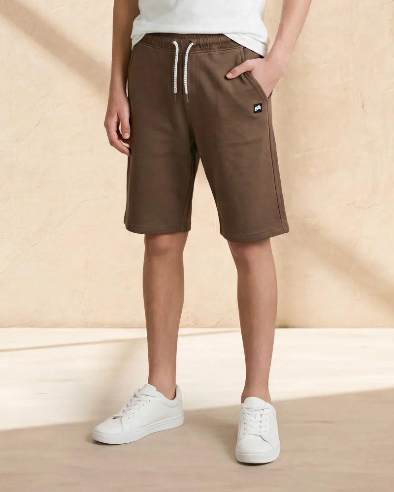 Redtag Senior Boys Brown Pique Interlock Active Shorts