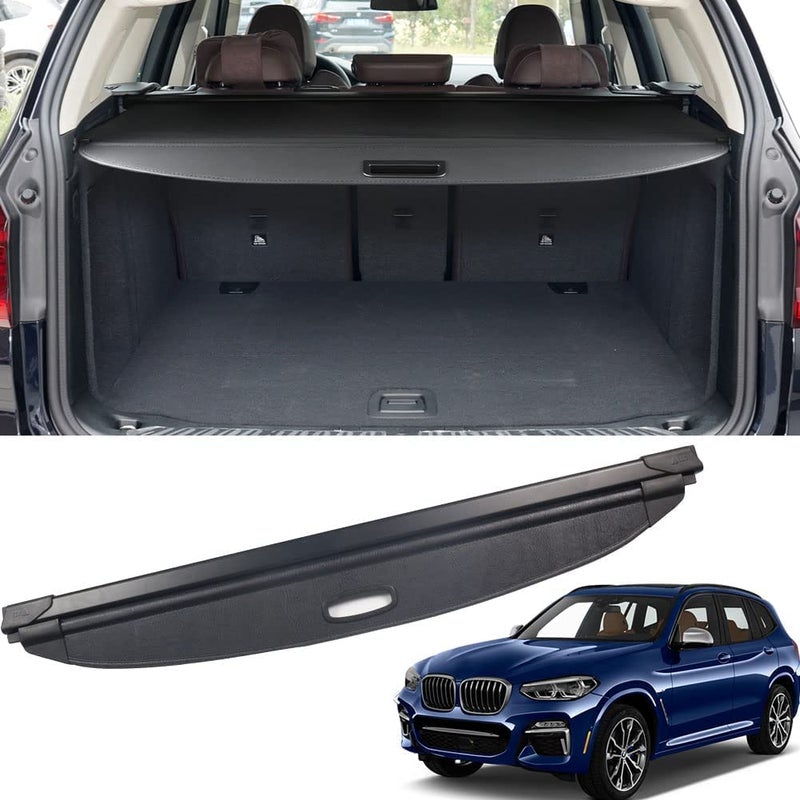 Marretoo for BMW X3 Cargo Cover 2018 2019 2020 2021 2022 2023 2024 for BMW X3 Accessories Black Retractable Trunk Cover Security Shield Shade