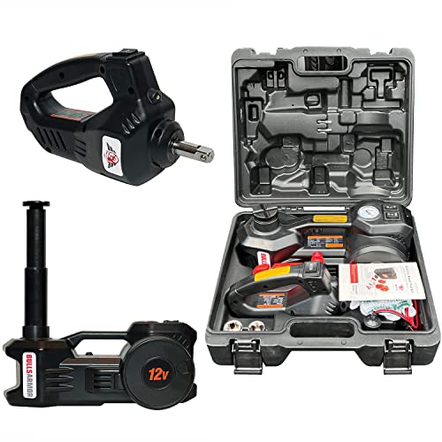 RUTU BullsArmor Electric Car Jack Kit Lifting Height Range 59177 inches Jack Hydraulic 3Ton 12V with Impact Wrench Inflator for All Car Sedan SUV MPV Pickup Truck Tire Changing Garage Repair Kit - Image 1