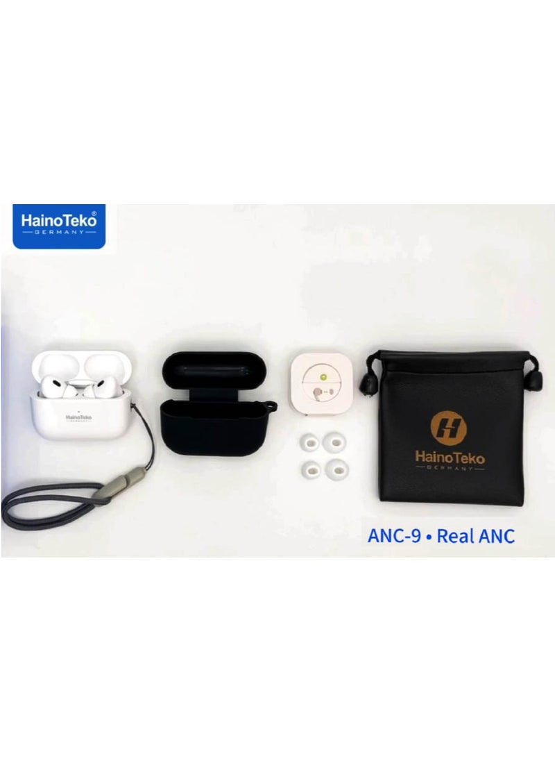 Haino Teko - Haino Teko ANC 9 Bluetooth Earphones with Active Noise Cancellation Enhanced Bass Music Clear Microphone and Touch Controls Compatble With iPhones and iPads White - Image 1