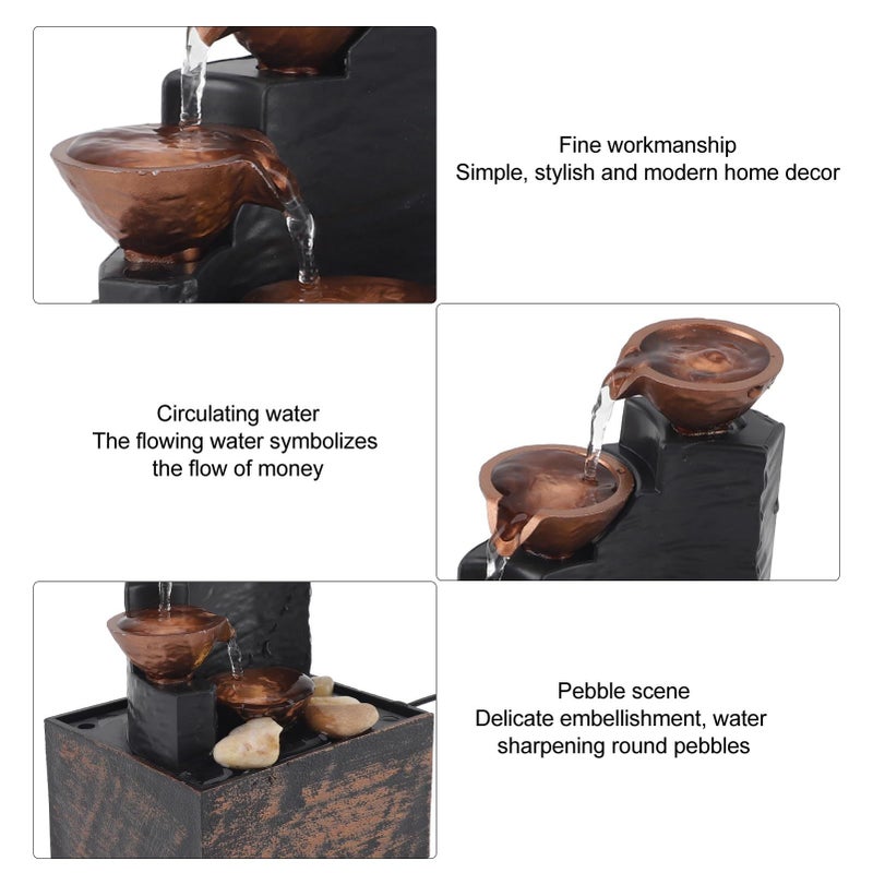 USB Mini Tabletop Water Fountain With LED Lights For Home Living Room Decor - Image 3