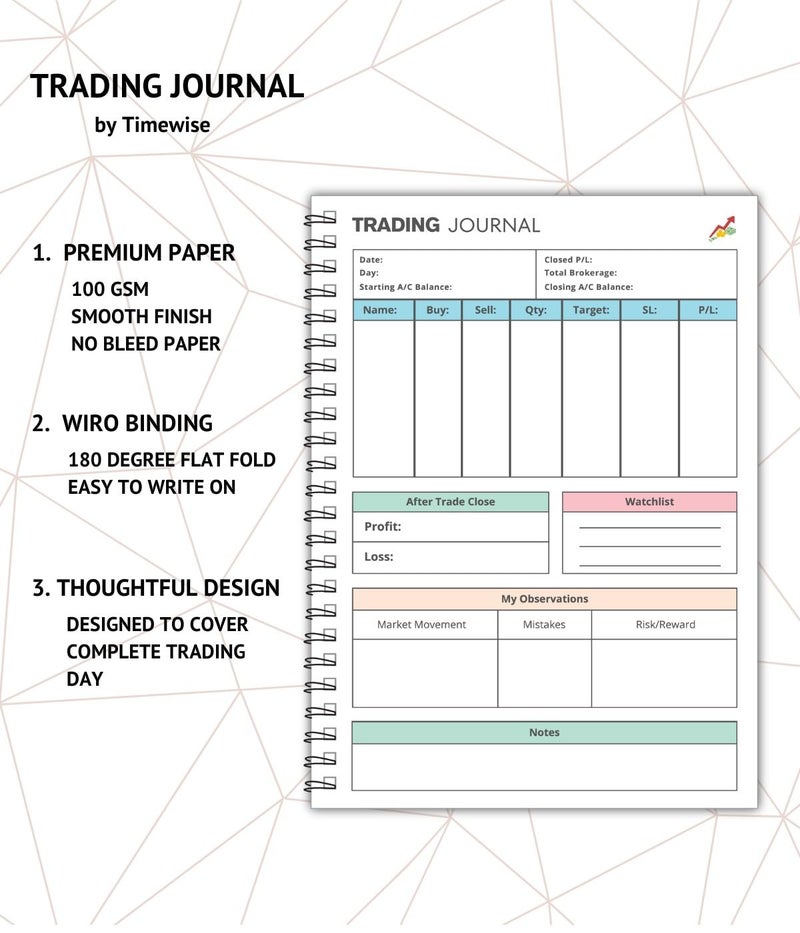 TimeWise Stock Market Trading Journal A5 Size Notebook Day Trade Log Journal Unruled 140 Pages (Multicolor) - Image 3