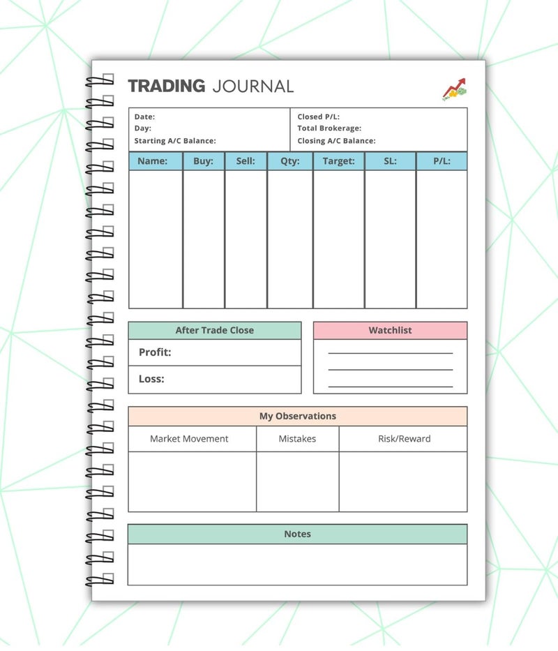 TimeWise Stock Market Trading Journal A5 Size Notebook Day Trade Log Journal Unruled 140 Pages (Multicolor) - Image 2