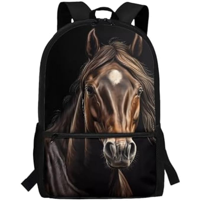 rayihni Kids School Backpack 17 Inch Book Bag Shoulder Bag Backpack Horse Black Einheitsgre - Image 1