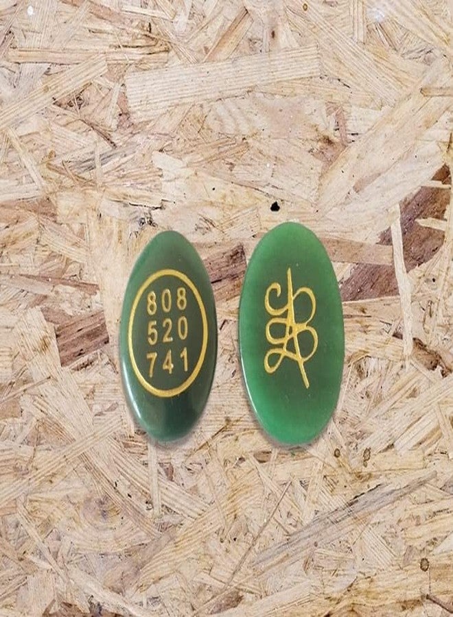 FIRSTRAY Natural Green Jade Money Coin with Zibu Symbol of Abundance | Feng Shui Cabochon Oval Shape for Attracting Cash Flow and Wealth | Engraved with Angel Number (1) - Image 3