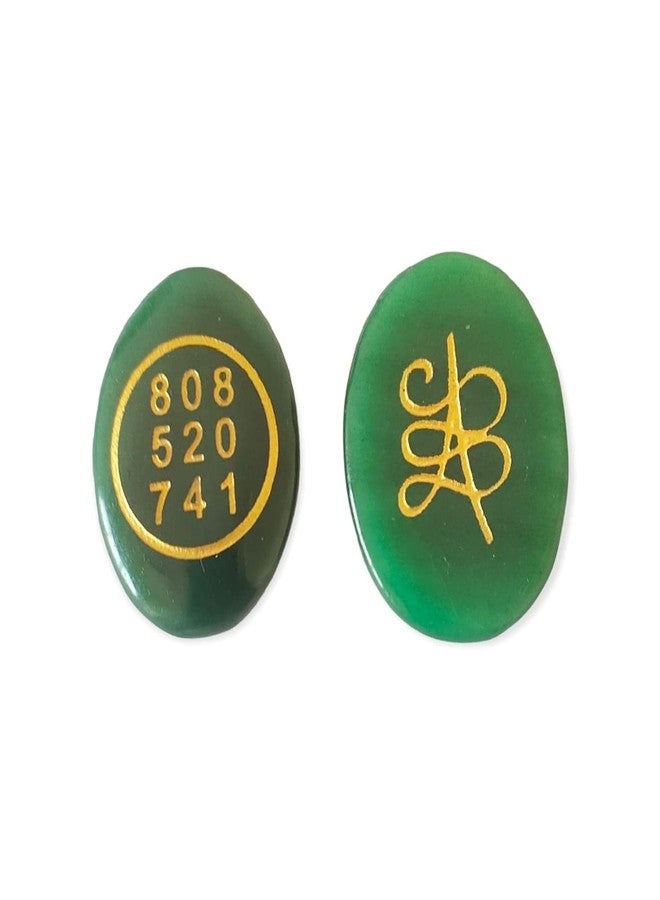 FIRSTRAY Natural Green Jade Money Coin with Zibu Symbol of Abundance | Feng Shui Cabochon Oval Shape for Attracting Cash Flow and Wealth | Engraved with Angel Number (1) - Image 1