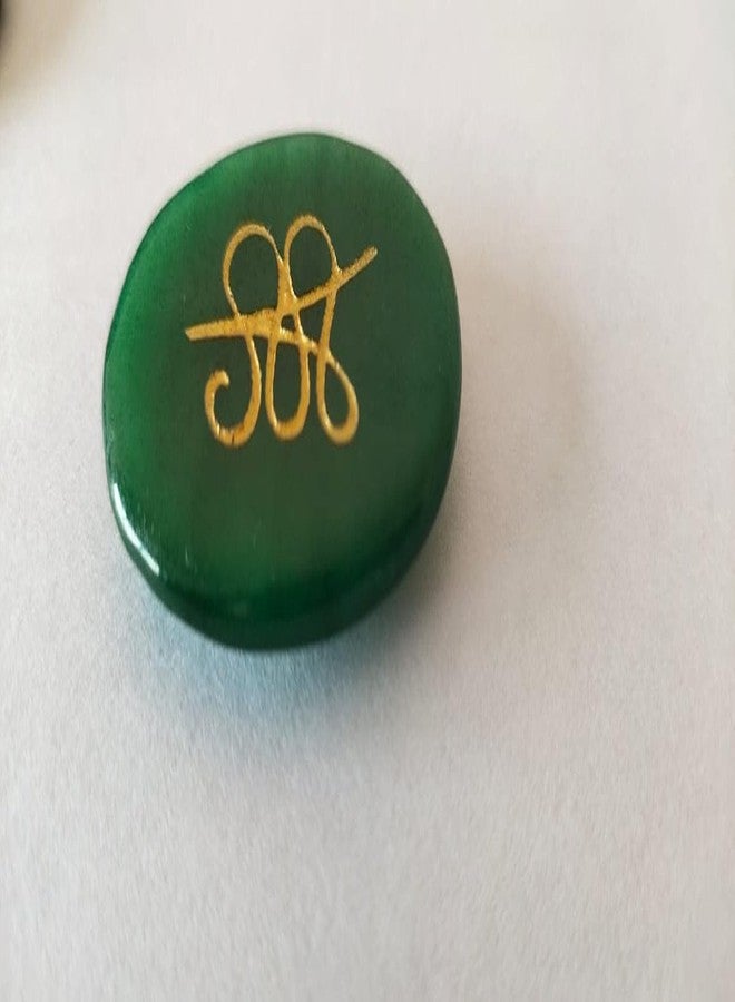 FIRSTRAY Natural Green Jade Money Coin with Zibu Symbol of Abundance | Feng Shui Cabochon Oval Shape for Attracting Cash Flow and Wealth | Engraved with Angel Number (1) - Image 4