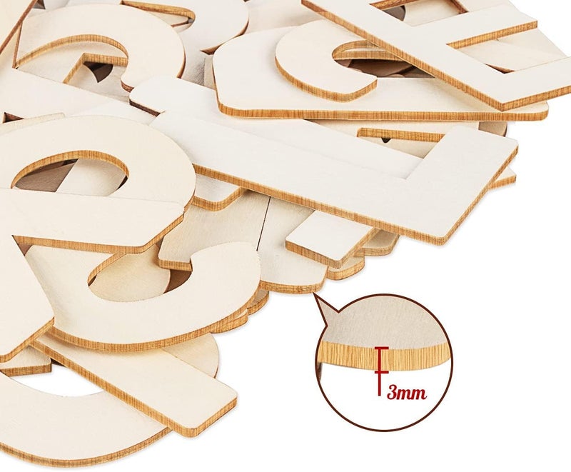 CLITHS 4" Wooden Letters - 52 Pcs Wood Alphabet Letters for Crafts Wood Letters Sign Decoration Unfinished Wood Letters for Painting/Wall Decor/Letter Board/DIY - Image 4