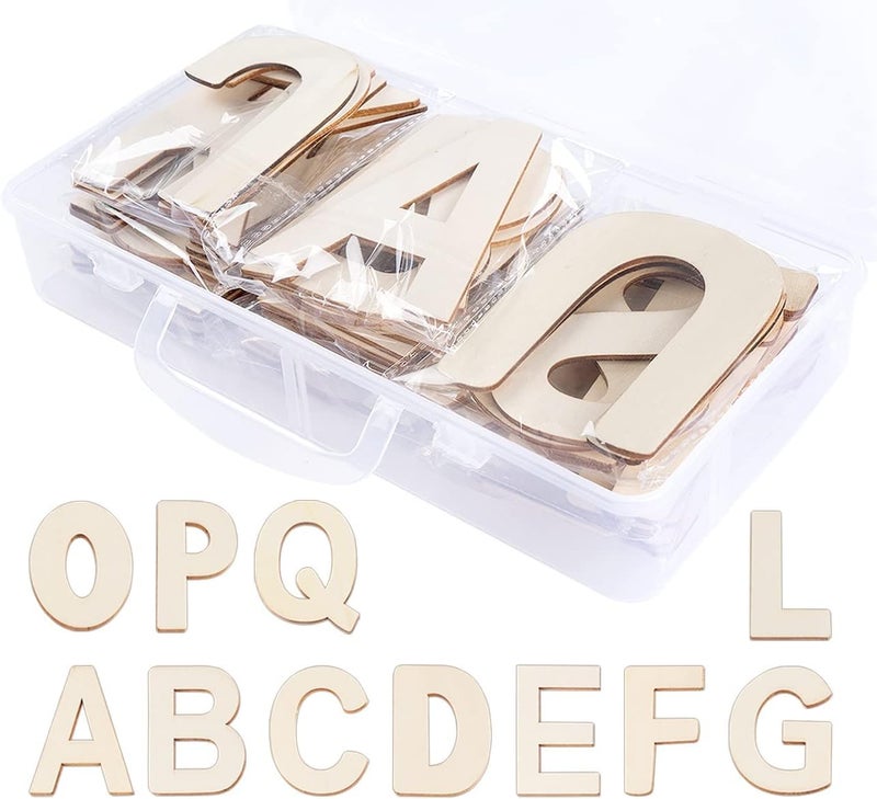 CLITHS 4" Wooden Letters - 52 Pcs Wood Alphabet Letters for Crafts Wood Letters Sign Decoration Unfinished Wood Letters for Painting/Wall Decor/Letter Board/DIY - Image 2