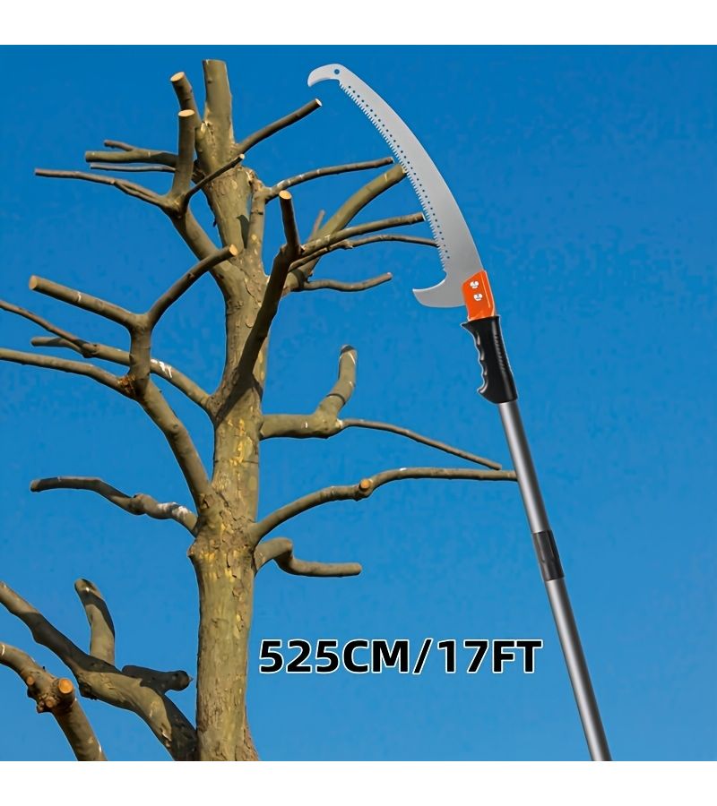 525cm 17ft Alloy Steel Blade Manual Extension Pole Saw For Tree Trimming And Branch Pruning - Image 2