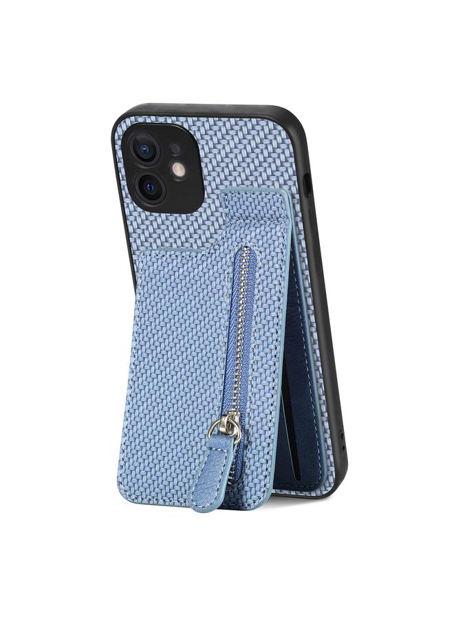 Zaboon Case For iPhone 12 Carbon Fiber Vertical Flip Zipper Phone Case - Image 1