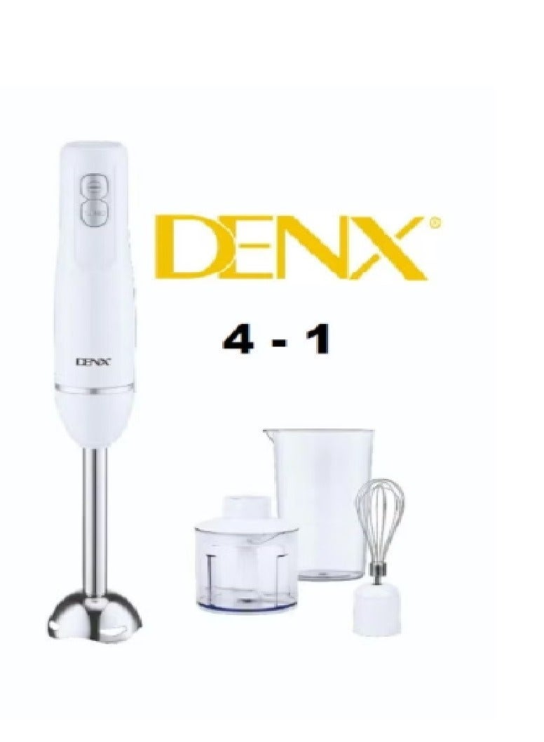 Denx 4-In-1 Hand Blender 400W With grinder, whisk and 700 ml cup White - Image 2