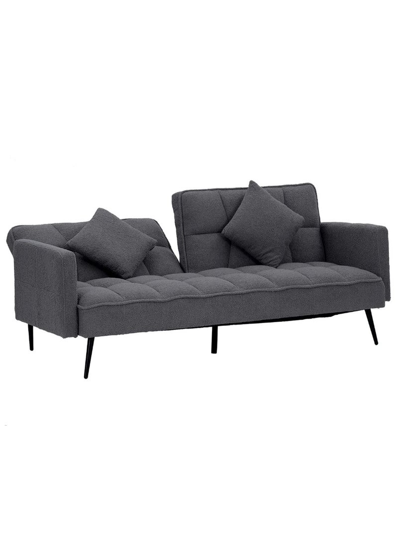 ROYALOAK Royaloak Tivoli Italian Fabric Sofa Bed | Convertible Sofa to Bed | Boucle Fabric | Tapered Metal Legs | Super-soft Cushions | Sofa Convertible to Bed | Tufting Design | Modern style | Sofa Bed - Image 2