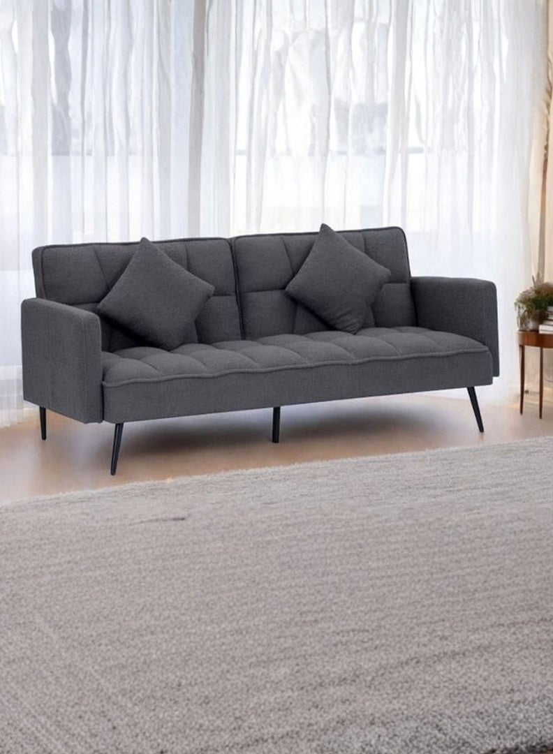 Royaloak Tivoli Italian Fabric Sofa Bed | Convertible Sofa to Bed | Boucle Fabric | Tapered Metal Legs | Super-soft Cushions | Sofa Convertible to Bed | Tufting Design | Modern style | Sofa Bed - Image 1
