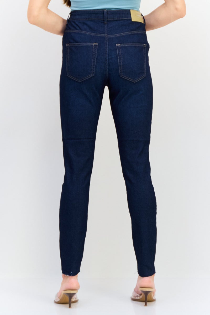 VERO MODA I,Scenery By Vero Moda Women Skinny Fit Solid Stretchable Jeans, Navy  - Image 3