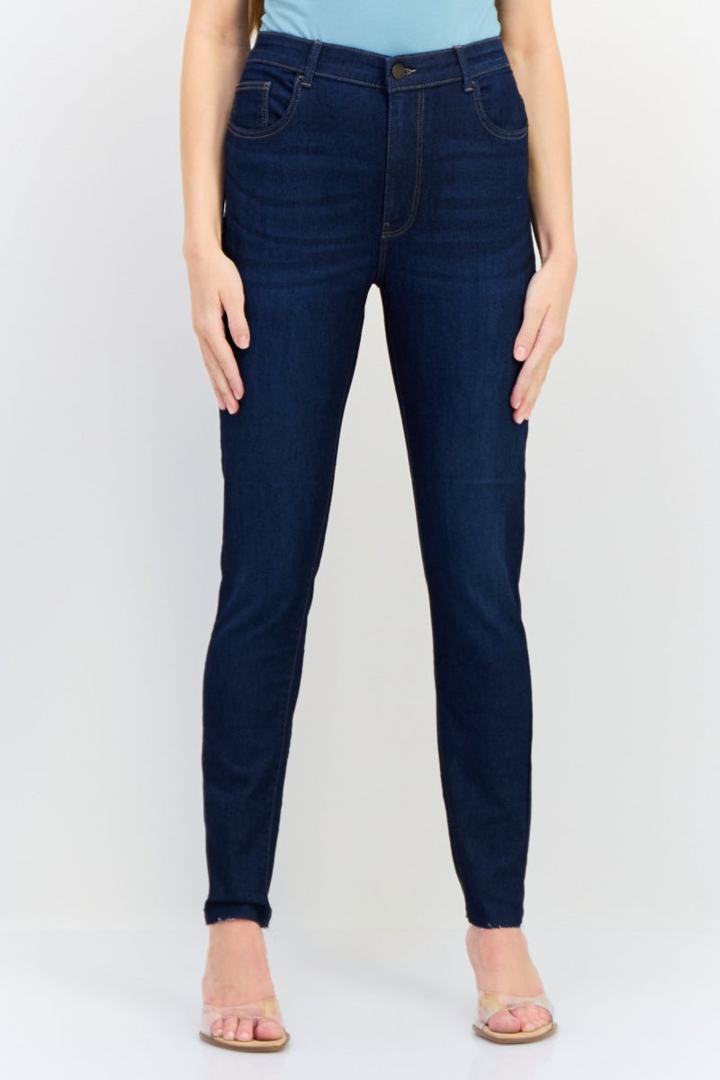 VERO MODA I,Scenery By Vero Moda Women Skinny Fit Solid Stretchable Jeans, Navy  - Image 1