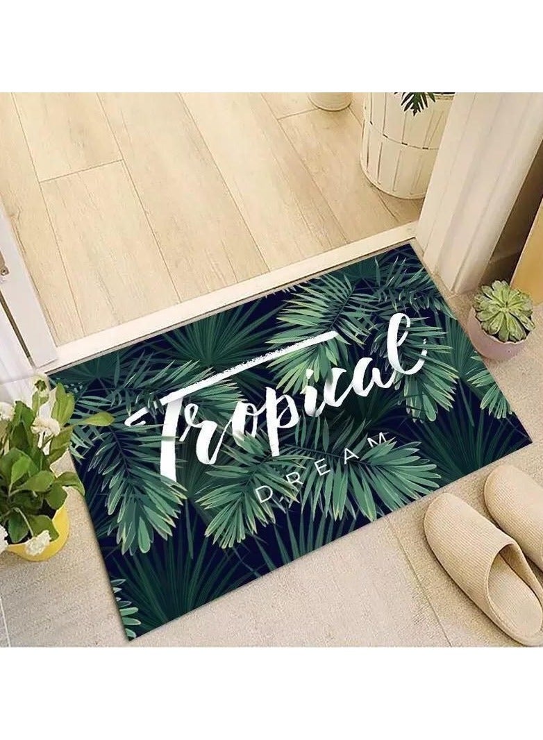 Tropical 1-Piece Absorbent and Non-slip Fabric Floor Mat Doormat
