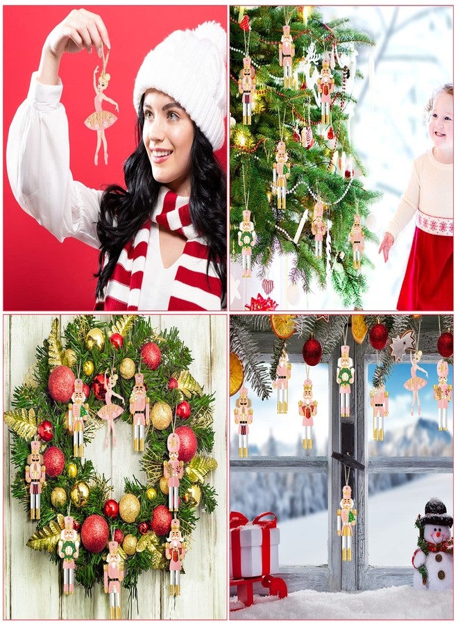 Woanger 24 Pcs Christmas Nutcrackers Hanging Tree Ornaments Wooden King and Soldier Nutcracker and Ballerina Ornament for Christmas Tree Decoration(Classic) - Image 2