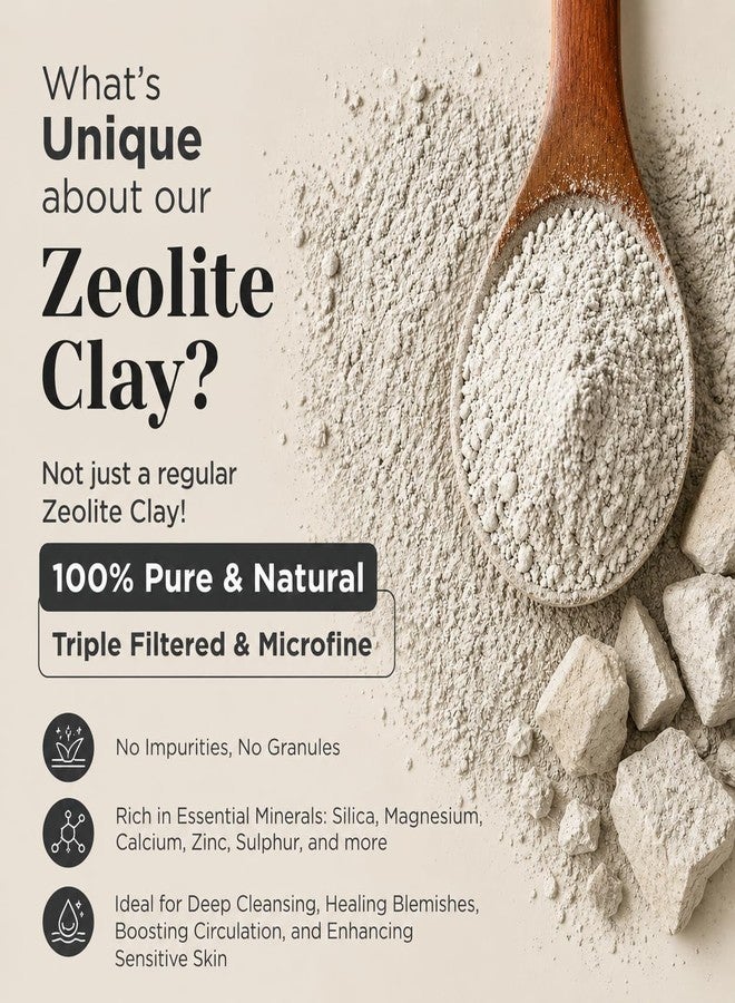 Young Chemist's Zeolite Clay/Raw, Vegan and Organic with Detoxifying Properties/Paraben free/Good for Body, Face and Hair (all Skin Type, Powder Form, Grey, 100 gram) - Image 4