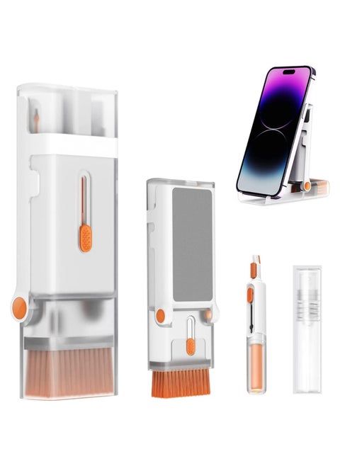 Laptop Cleaner Kit 8 in 1 Keyboard Cleaning Set Screen Swipe and Brush with Cell Phone Stand Earphone Cleaning Pen for Airpod Key Puller and Spray Bottle for Computer/MacBook/Keyboard/iPad