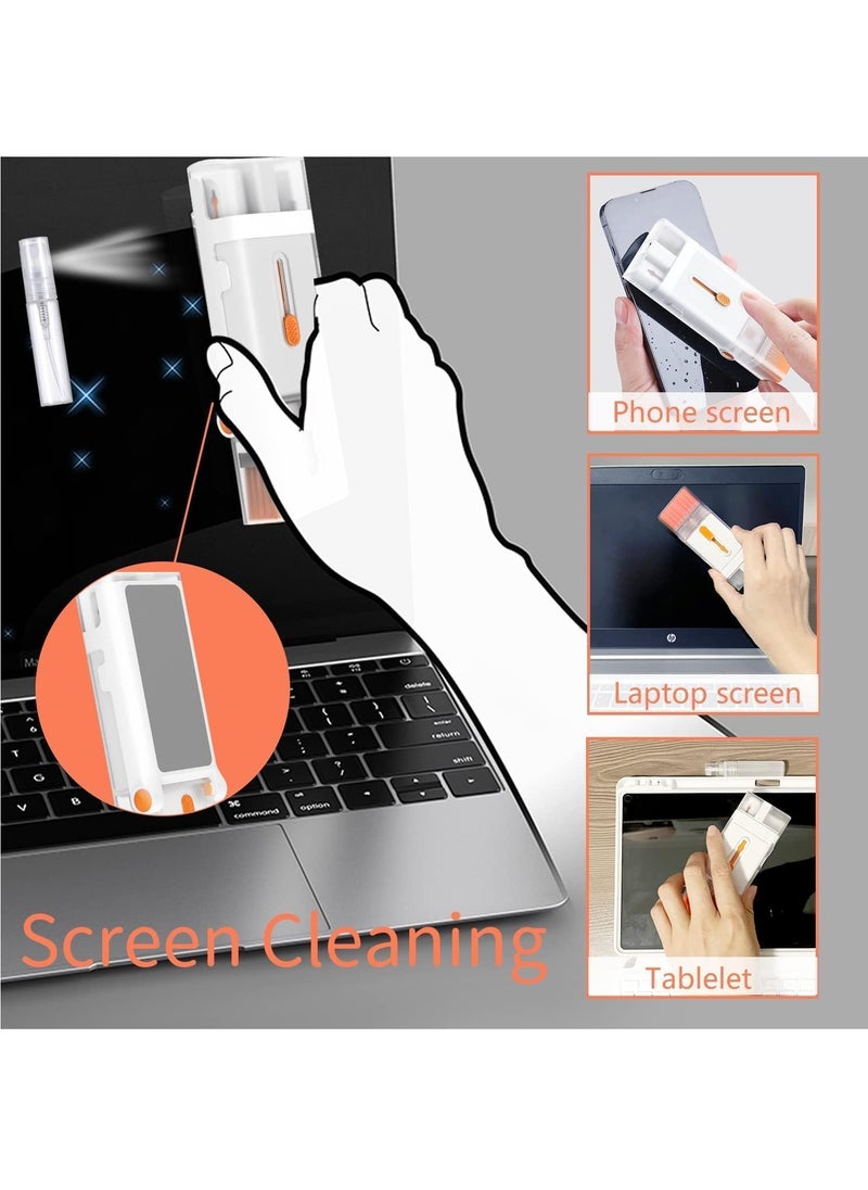 VKL - Laptop Cleaner Kit 8 in 1 Keyboard Cleaning Set Screen Swipe and Brush with Cell Phone Stand Earphone Cleaning Pen for Airpod Key Puller and Spray Bottle for Computer/MacBook/Keyboard/iPad - Image 1