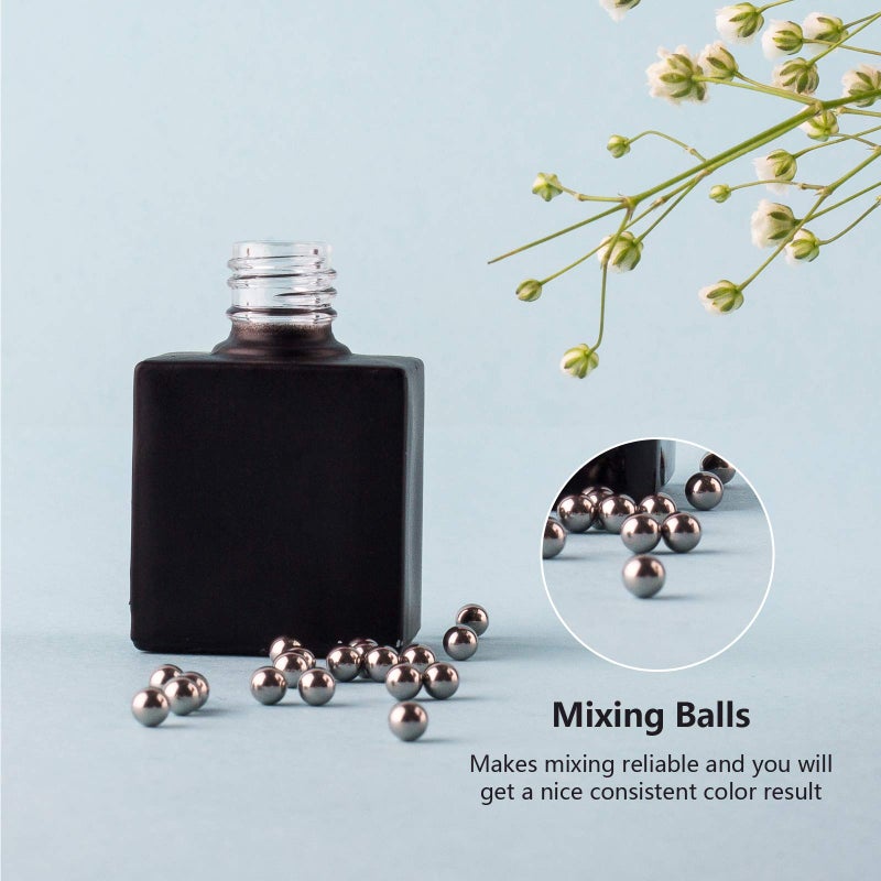 GTHER 20PCS Empty Nail Polish Bottles, Glass Refillable Nail Polish Bottles Container Vials with Brush Cap & Funnel & Mixing Balls, Black (10ML) - Image 5
