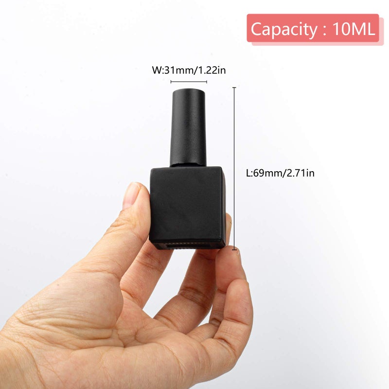 GTHER 20PCS Empty Nail Polish Bottles, Glass Refillable Nail Polish Bottles Container Vials with Brush Cap & Funnel & Mixing Balls, Black (10ML) - Image 3