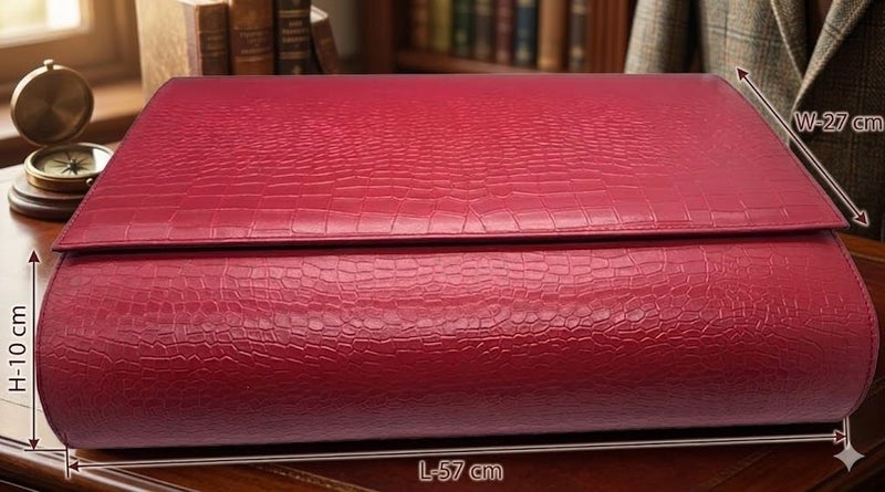 essart 18-Slot Travel Watch Organizer – Elegant PU Leather Watch Roll for Collectors, Scratch-Proof & Portable Storage in Croco-Maroon Color - Image 4