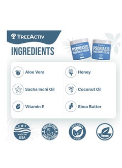 TreeActiv TreeActiv Psoriasis Treatment Cream, 8oz, Psoriasis Cream with Hyaluronic Acid for Face, Scalp, Body, Soothing Cream for Psoriasis Treatment, Psoriasis Moisturizing Cream for Scaly Dry Skin, 500+ Uses  - Image 5