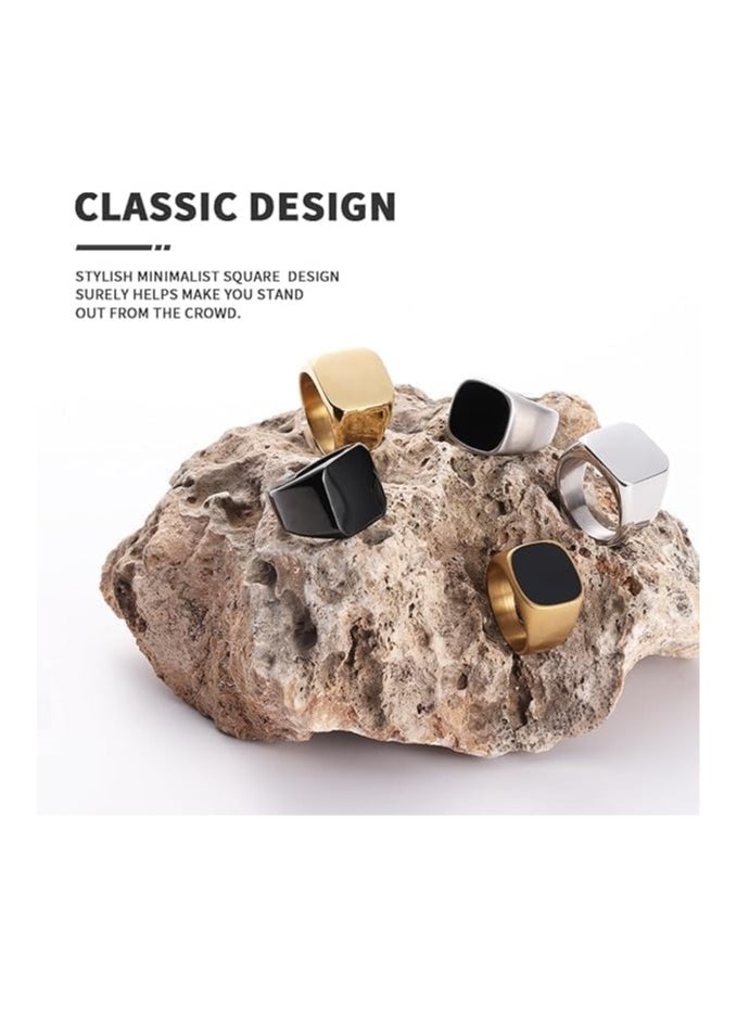 Fayrouz Jewellery - Fayrouz Jewelry Men's Stainless Steel Square Designs Rings for Men, Thumb Pinky Ring, Men's Ring for Boys - Image 1