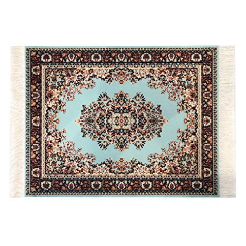 Inusitus Beautiful Oriental Rug Style Mousepad, Turquoise Miniature Carpet Computer Mouse Pad, Rectangular, Non-Slip, Elegant Office Accessories - Image 1