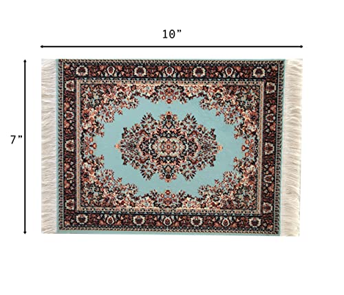 Inusitus Beautiful Oriental Rug Style Mousepad, Turquoise Miniature Carpet Computer Mouse Pad, Rectangular, Non-Slip, Elegant Office Accessories - Image 5