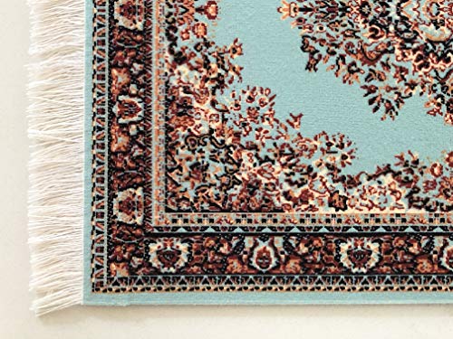 Inusitus Beautiful Oriental Rug Style Mousepad, Turquoise Miniature Carpet Computer Mouse Pad, Rectangular, Non-Slip, Elegant Office Accessories - Image 3