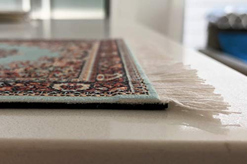 Inusitus Beautiful Oriental Rug Style Mousepad, Turquoise Miniature Carpet Computer Mouse Pad, Rectangular, Non-Slip, Elegant Office Accessories - Image 4
