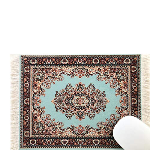 Inusitus Beautiful Oriental Rug Style Mousepad, Turquoise Miniature Carpet Computer Mouse Pad, Rectangular, Non-Slip, Elegant Office Accessories - Image 2