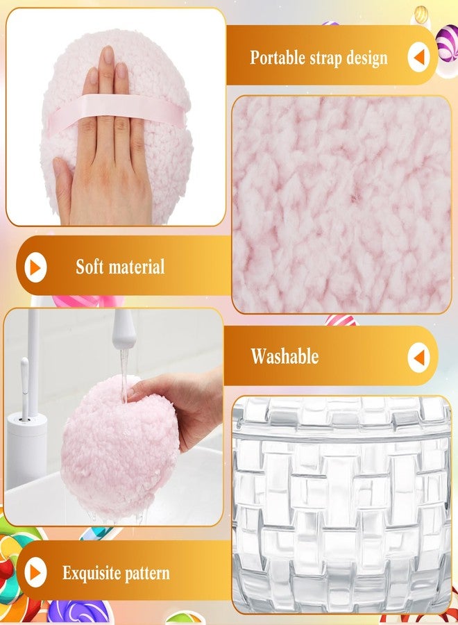Tioncy 2 Pcs Extra Large Dusting Powder Puff and Container 6'' Body Powder Puff and Crystal Container for Women Soft Washable Reusable Velour Face(Clear) - Image 4
