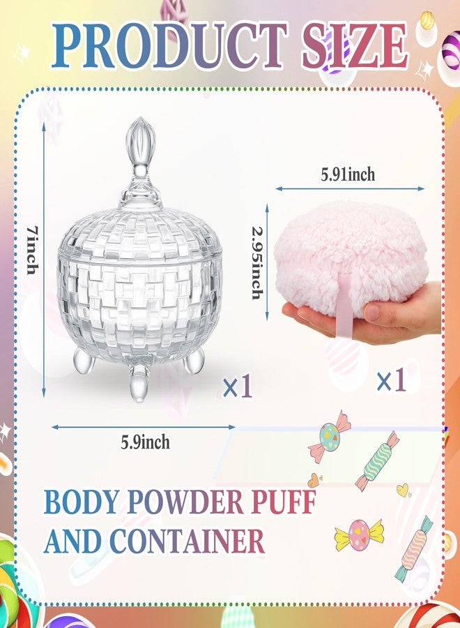 Tioncy 2 Pcs Extra Large Dusting Powder Puff and Container 6'' Body Powder Puff and Crystal Container for Women Soft Washable Reusable Velour Face(Clear) - Image 3