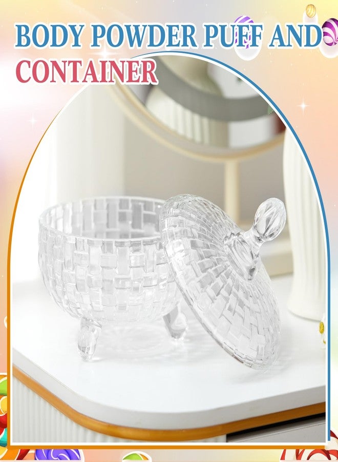 Tioncy 2 Pcs Extra Large Dusting Powder Puff and Container 6'' Body Powder Puff and Crystal Container for Women Soft Washable Reusable Velour Face(Clear) - Image 2