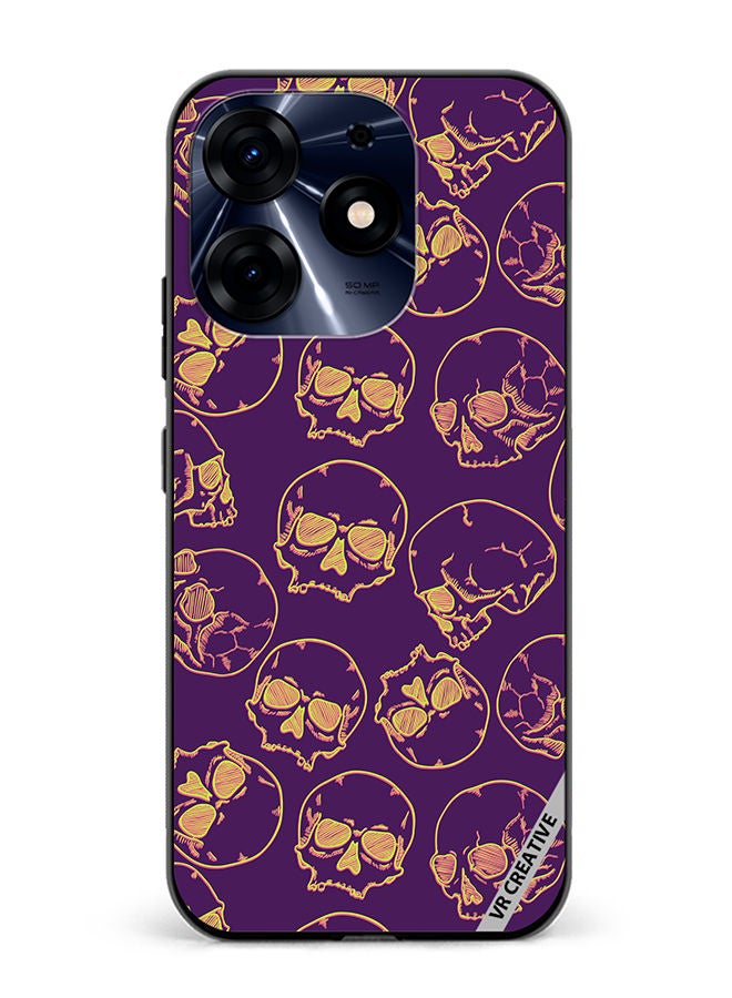 VR CREATIVE Protective Case Cover For Tecno Spark 10 Pro Fluorescent Sketch Skulls Design Multicolour - Image 1